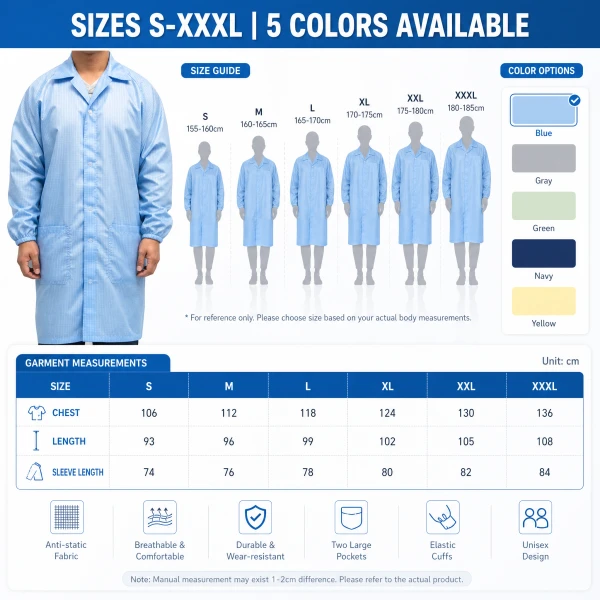 Antistatic ESD Cleanroom Coverall manufacturers