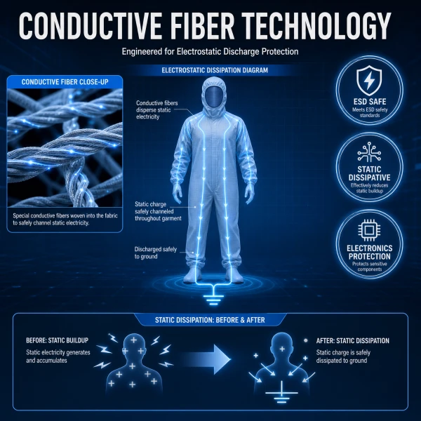 Antistatic ESD Cleanroom Coverall high quality