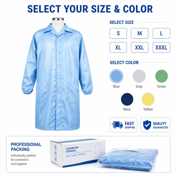 Antistatic ESD Cleanroom Coverall suppliers